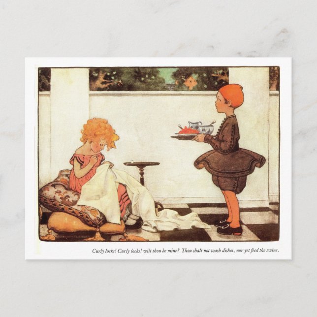 Curly Locks Nursery Rhyme Vykort (Framsida)