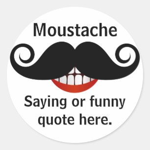 Curly Mustache Flin och Anpassade Text Runt Klistermärke