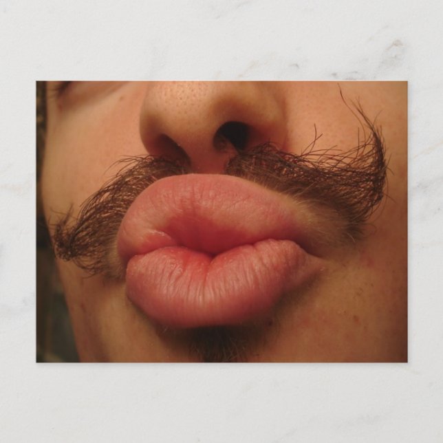 Curly Mustache Smooches vycard Vykort (Framsida)