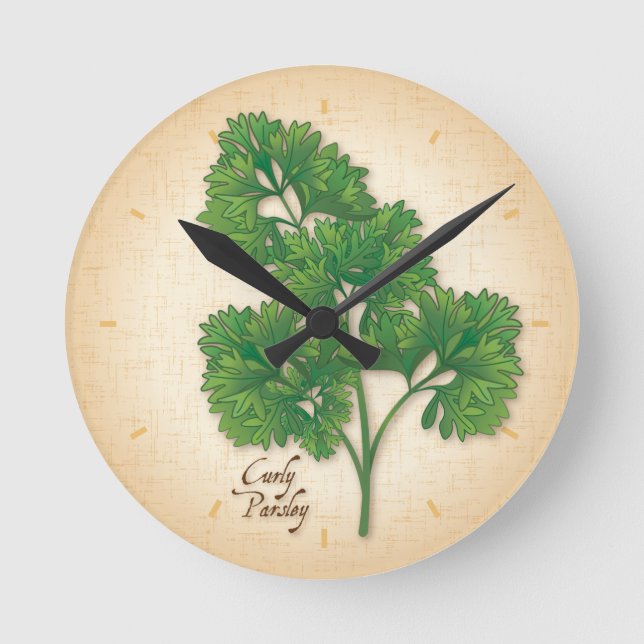 Curly Parsley Clock Rund Klocka (Framsida)