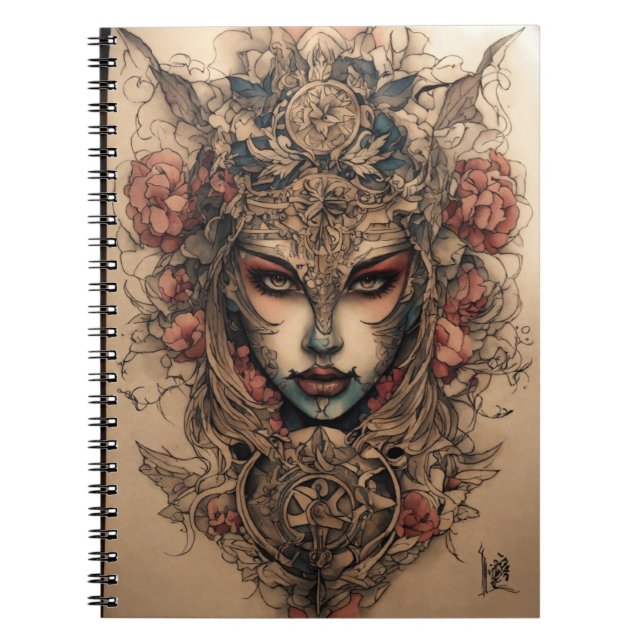 "Curly Princess Woman Spiral Notebook" Anteckningsbok (Framsidan)