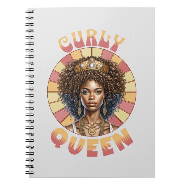 Curly Queen African American retro vågigt Anteckningsbok (Framsidan)