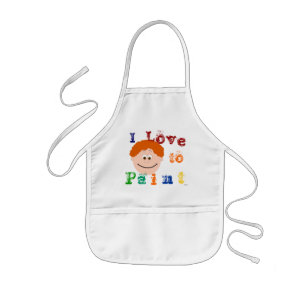 Curly Red Hair Boy Ansikte Painting Apron Barnförkläde
