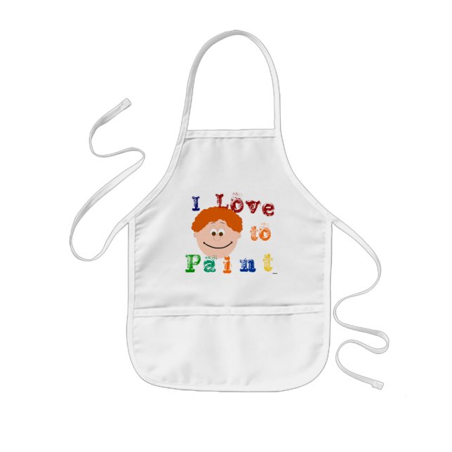 Curly Red Hair Boy Ansikte Painting Apron Barnförkläde (Framsidan)