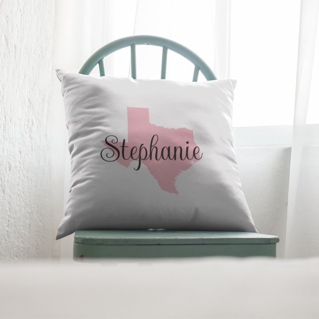 Curly Script Namn Rosa Texas Kudde (Curly Script Name Pink Texas Throw Pillow)