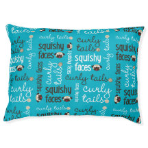 Curly Svan, Squishy Ansikte Blue Hund Bed