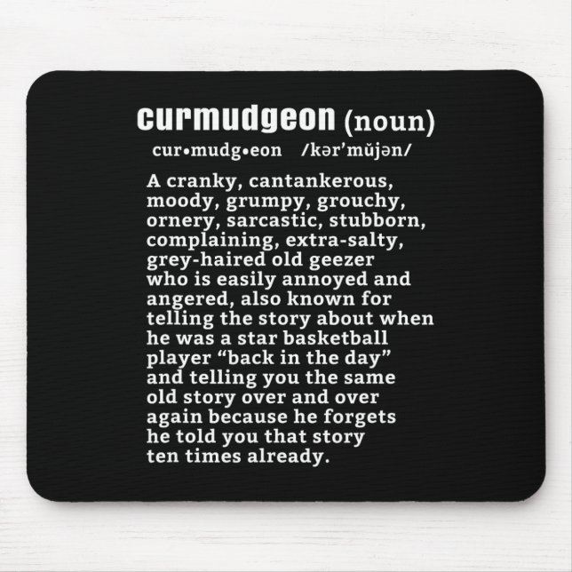 Curmudgeon (bysketbyll Version) Roligt Senior Citi Musmatta (Framsidan)