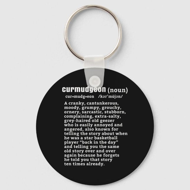 Curmudgeon (bysketbyll Version) Roligt Senior Citi Nyckelring (Framsida)