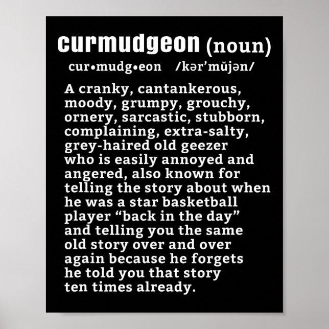Curmudgeon (bysketbyll Version) Roligt Senior Citi Poster (Framsidan)