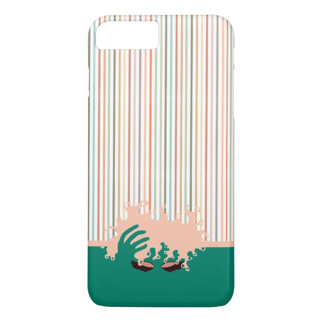 CurNatural, Teal Öga Shadow och rosa rand Case-Mate iPhone Skal (Baksida)