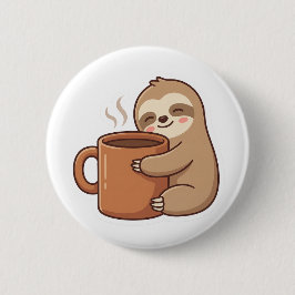 Current Mood Sloth Coffee Pin Button Knapp