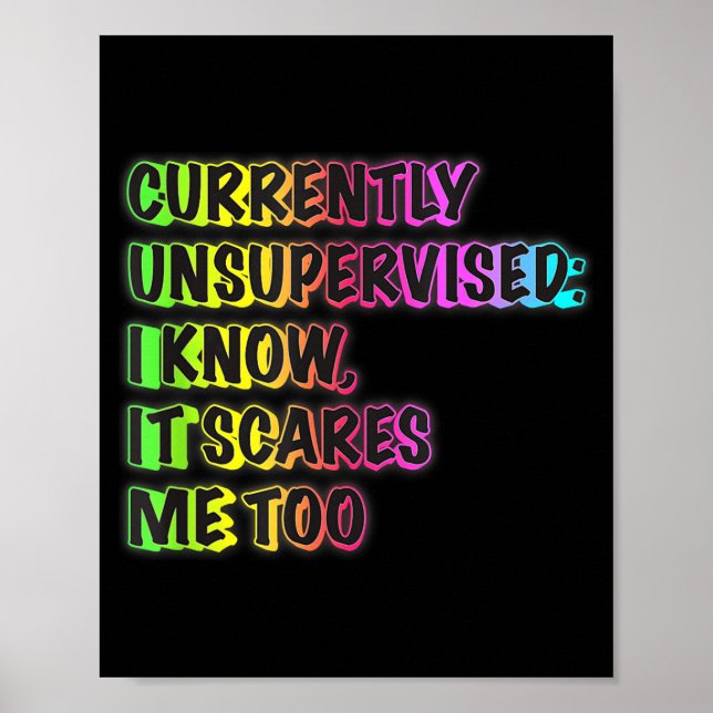 Currently Unsupervised Funny Quote Humor Sarcastic Poster (Framsidan)