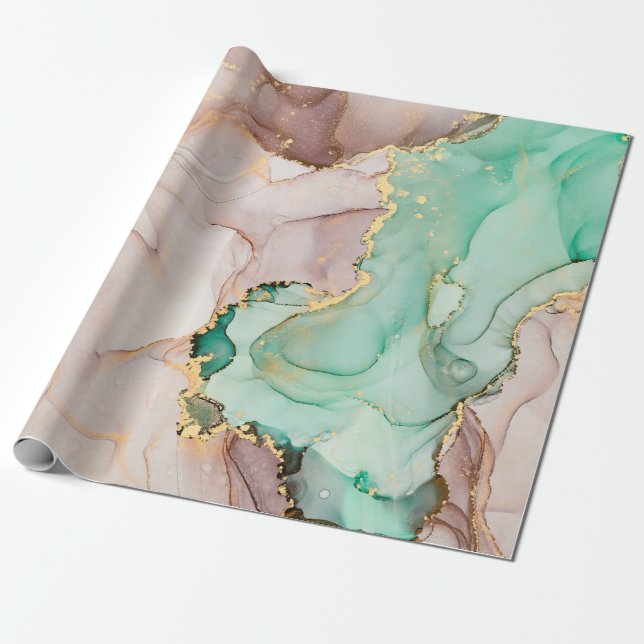 Currents of translucent hues, snaking metallic swi presentpapper (Utrullad)