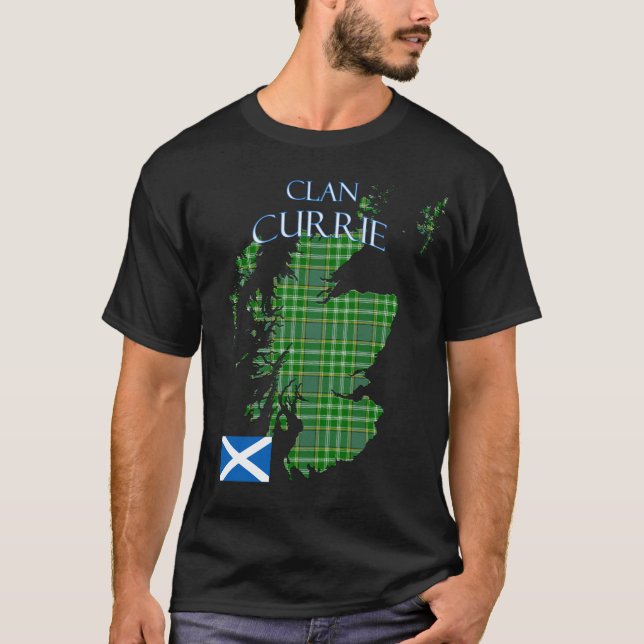 Currie Scottish Klan Tartan Scotland T Shirt (Framsida)
