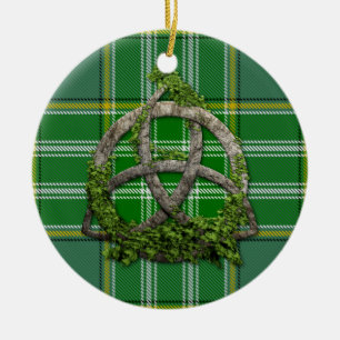 Currie Tartan och Celtic Trinityfnurra Julgransprydnad Keramik