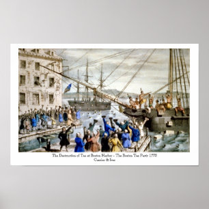 Currier & Ives - affisch - det Boston Teapartyet