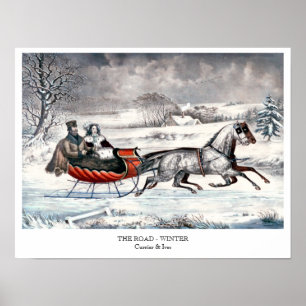 Currier & Ives - affisch - VÄGEN, VINTER
