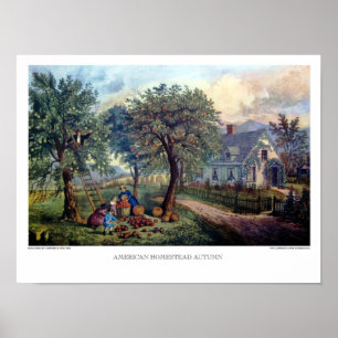 Currier & Ives: Amerikanhemmanhöst Poster