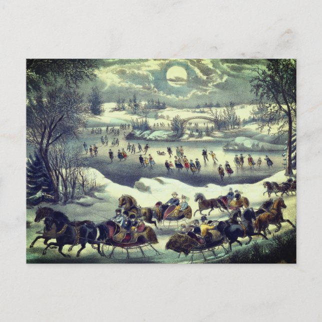 Currier & Ives' Central Park in Winter Vykort (Framsida)