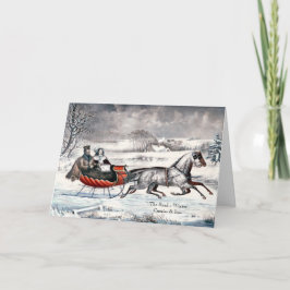 Currier & Ives - hälsningskort - Väg, vinter Helgkort