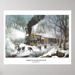 Currier & Ives Lithograph: American Railroad Scene Poster