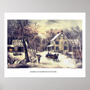 Currier & Ives Lithograph: Amerikanhemman Wint Poster