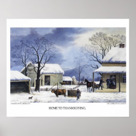 Currier & Ives Lithograph: Hem till Thanksgiving Poster