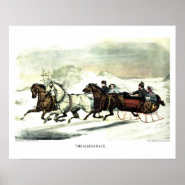 Currier & Ives Lithograph: Sleigh Tävling Poster