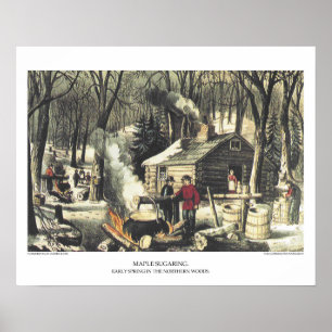 Currier & Ives Lithograph: Sockra för lönn Poster