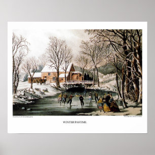 Currier & Ives Lithograph: Vintertidsfördriv Poster