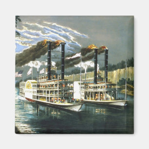 Currier & Ives - magnet - mästare av Mississippi