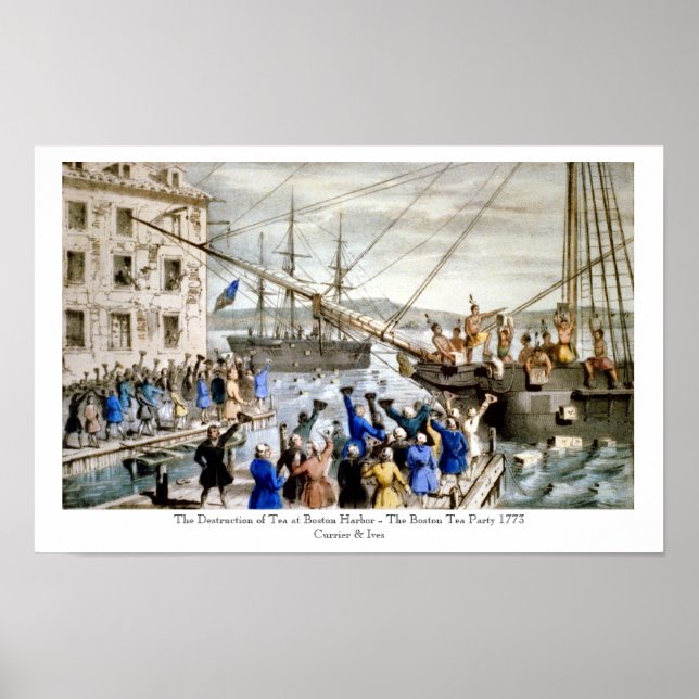 Currier & Ives - Poster - Boston Tea Party (Framsidan)