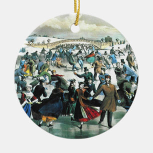 Currier & Ives - prydnad - Central Park vinter Julgransprydnad Keramik