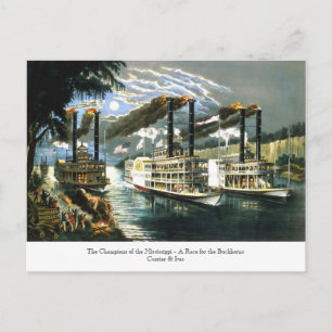 Currier & Ives - vykort - Champions Mississippi