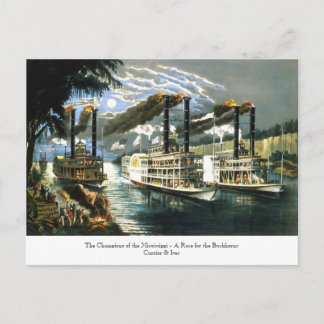 Currier & Ives - vykort - Champions Mississippi