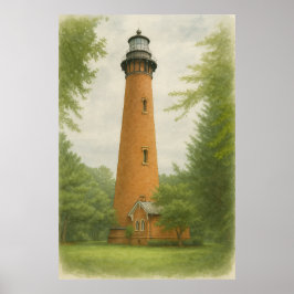 Currituck Beach Lighthouse Akvarell Poster