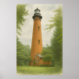 Currituck Beach Lighthouse Akvarell Poster