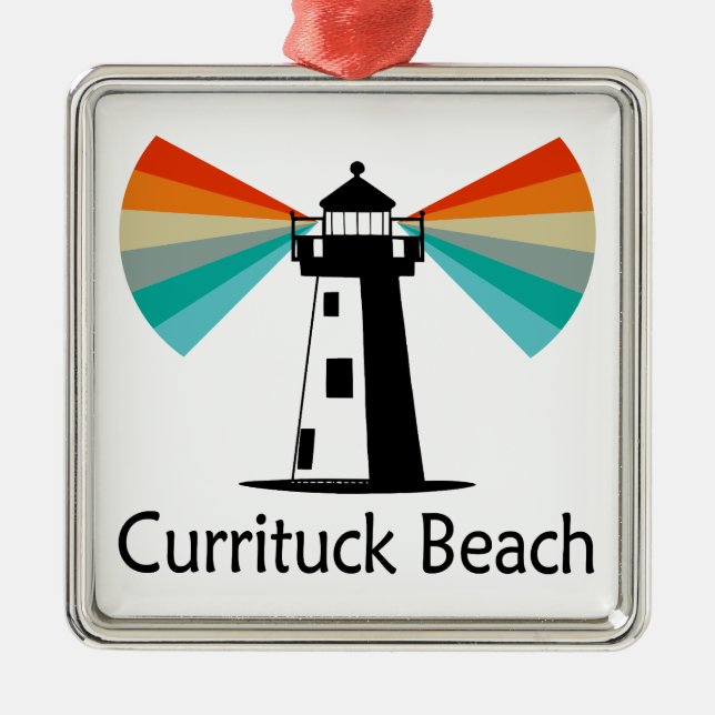 Currituck Beach Lighthouse Regnbåge Julgransprydnad Metall (Framsidan)