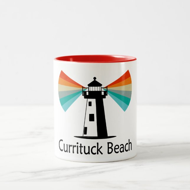 Currituck Beach Lighthouse Regnbåge Två-Tonad Mugg (Center)