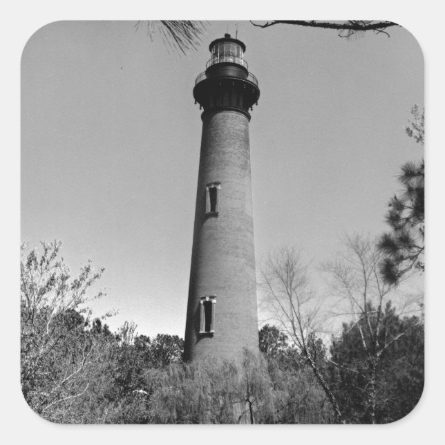 Currituck Lighthouse Fyrkantigt Klistermärke (Framsida)