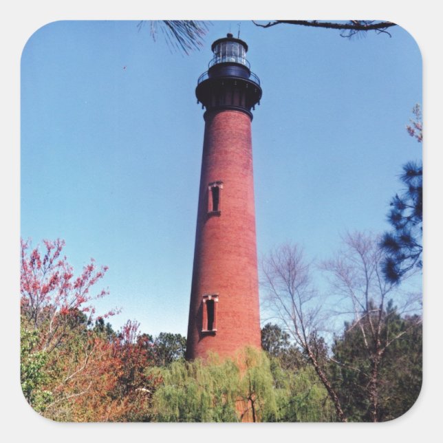 Currituck Lighthouse Fyrkantigt Klistermärke (Framsida)