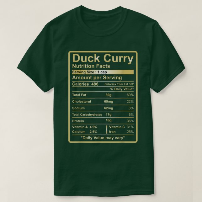 Curry Anka Nutrition Facts Funny Food for Thanksgi T Shirt (Design framsida)