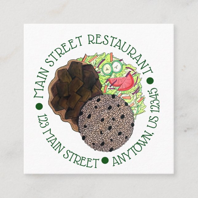 Curry Goat Ris och Peas Jamaican Food Restaurant Fyrkantigt Visitkort (Framsida)