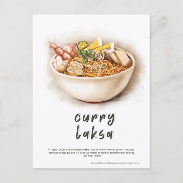 Curry Laksa Malaysia Postcard Helg Vykort (Framsida)
