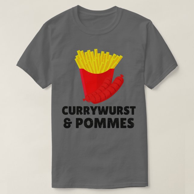 Currywurst Pommes Bratwurst Fastfood T Shirt (Design framsida)