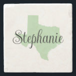 CurScript Namn Blek Grönt Texas Stenunderlägg<br><div class="desc">Karta formar staten Texas i en söt skugga av grönt. Färg på den digitala grafiken i text,  bakgrund och karta är alla anpassaden. Välj ditt favoritprogram färg för att skapa din egen souvenir.</div>