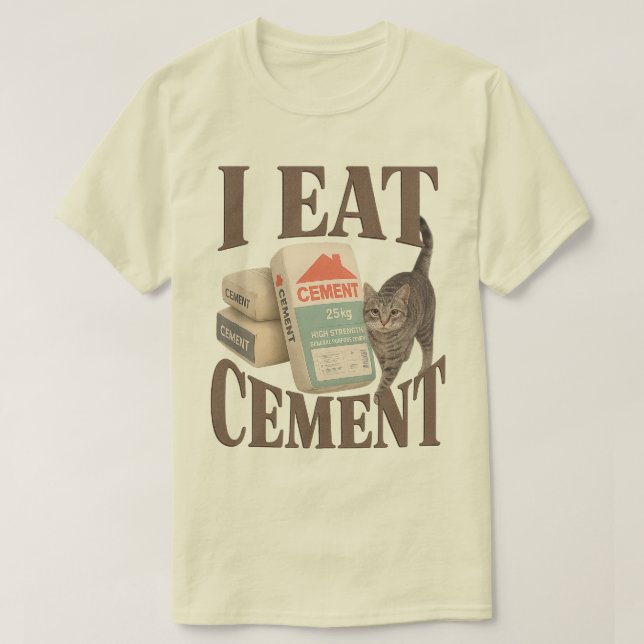 Cursed Cat 'I Eat Cement' Meme Tröja - Ovanligt Sp (Design framsida)