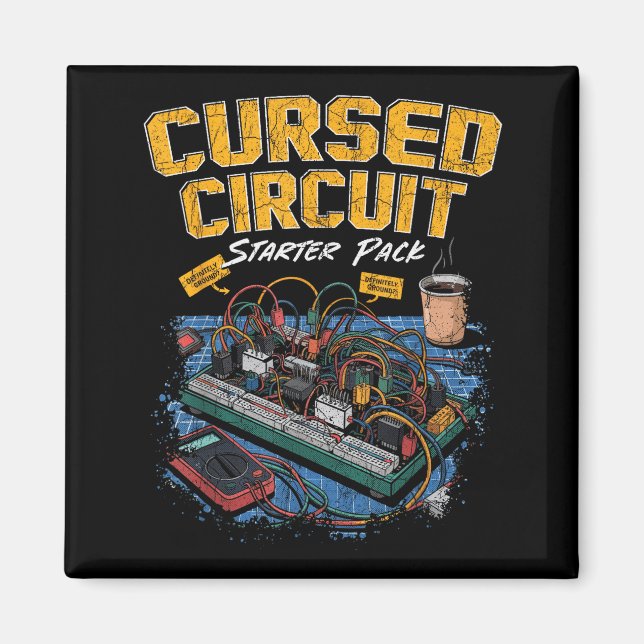 Cursed Circuit Starter Pack Funny Electronics Hall Magnet (Framsidan)
