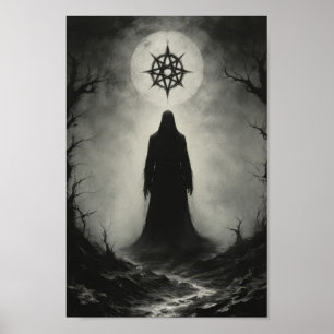 Cursed demon spöke framför Kung-symbolen Poster