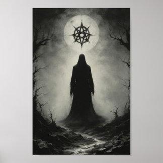 Cursed demon spöke framför Kung-symbolen Poster